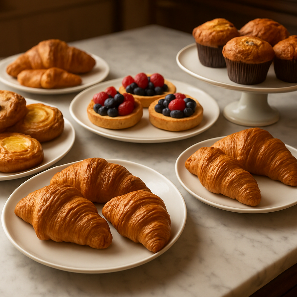Freshly baked croissants, danish pastries and tarts at Golden King Bakery